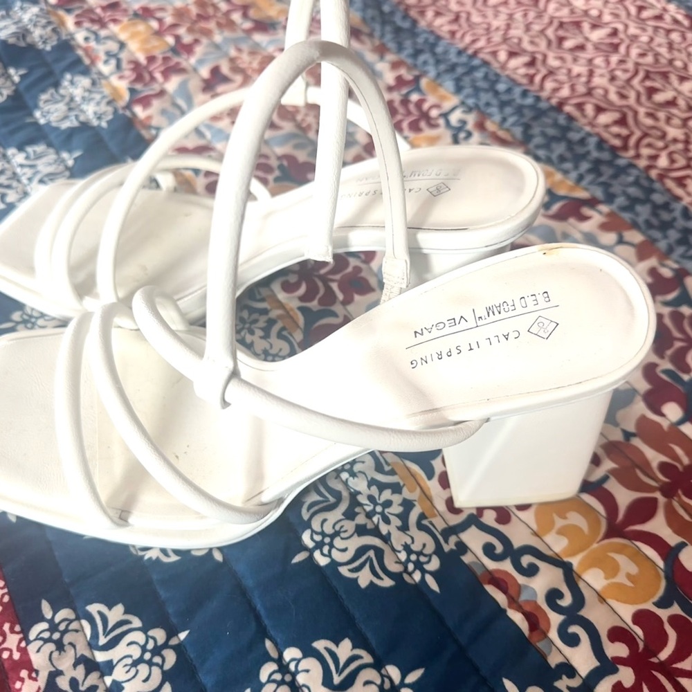 Call It Spring Elegant White Block Heels